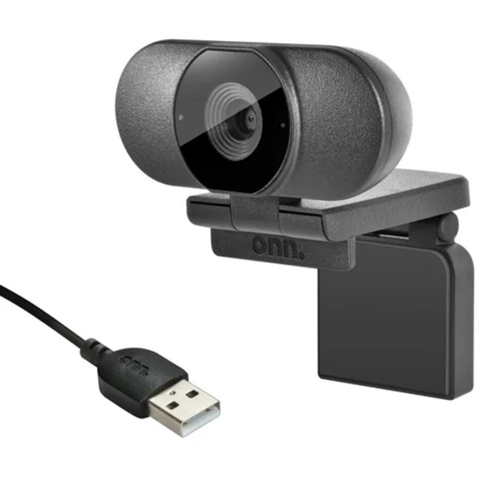 onn  Surf 1440P Webcam with Autofocus and Built-in Microphone Adjustable Black